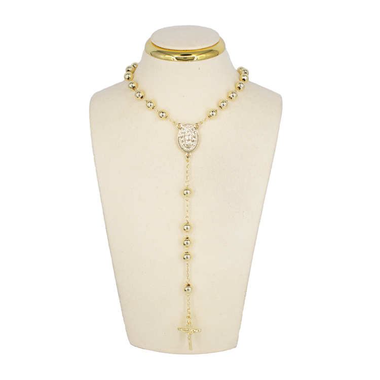 CAMANDULA MEDALLA GUADALUPE 6MM 60CM BAÑO EN RODIO