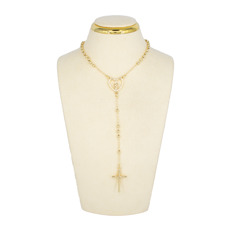 CAMANDULA VIRGEN CORAZON 45CM BAÑO EN RODIO