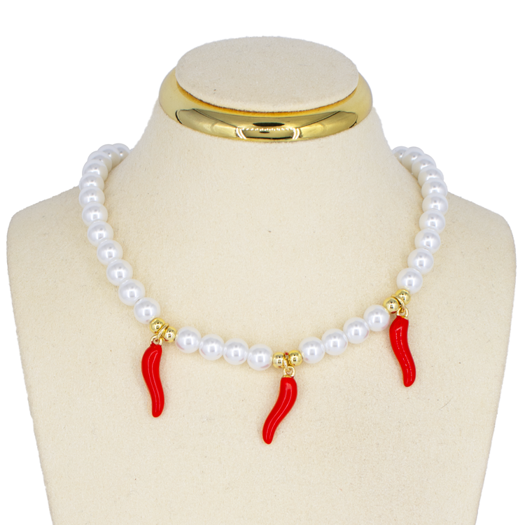 CADENA PERLAS CHILE PICANTE BAÑO EN RODIO