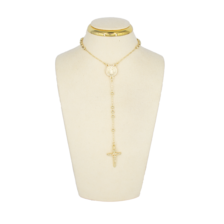 CAMANDULA MEDALLA SAN BENITO 45CM BAÑO EN RODIO