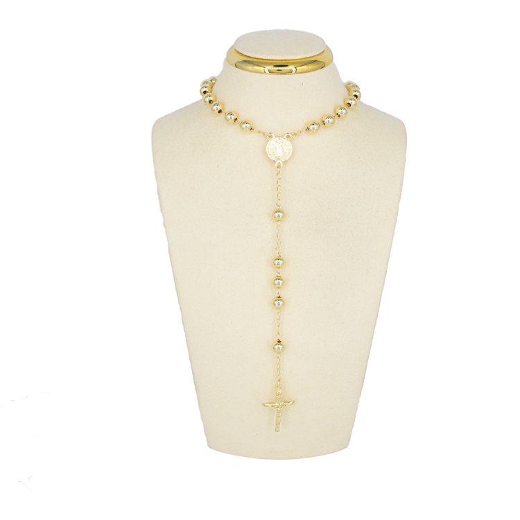 CAMANDULA MEDALLA SAN BENITO 45CM BAÑO EN RODIO