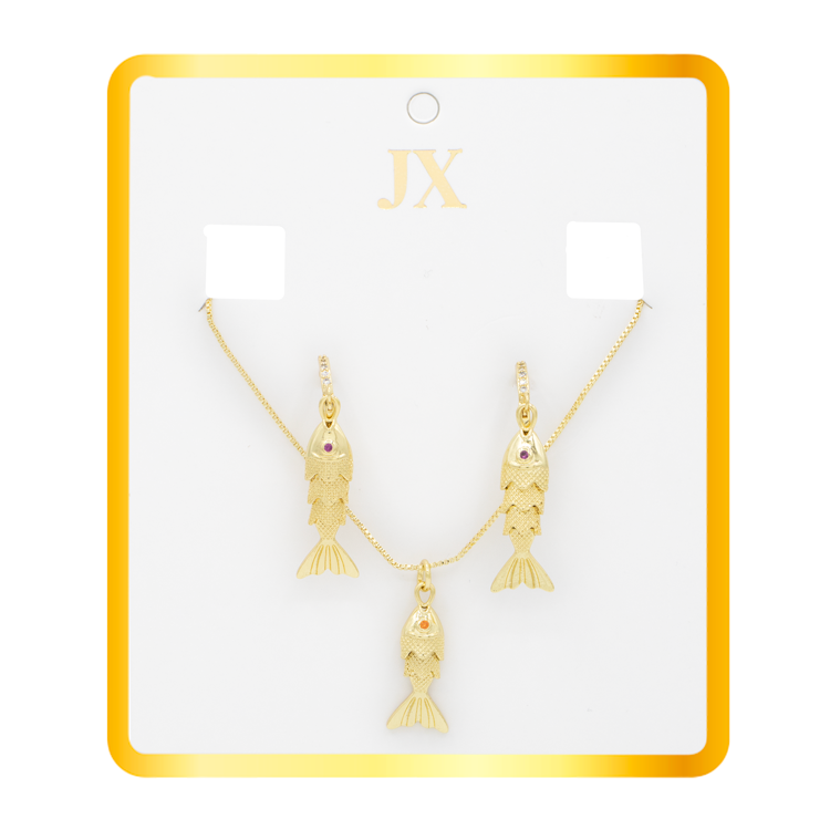 SET PESCADO AURA DORADO BAÑO EN RODIO