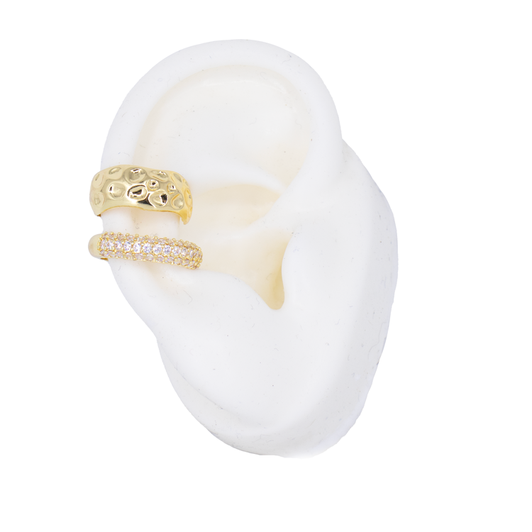 EARCUFF CHUNKY CIRCON BLANCO EN RODIO