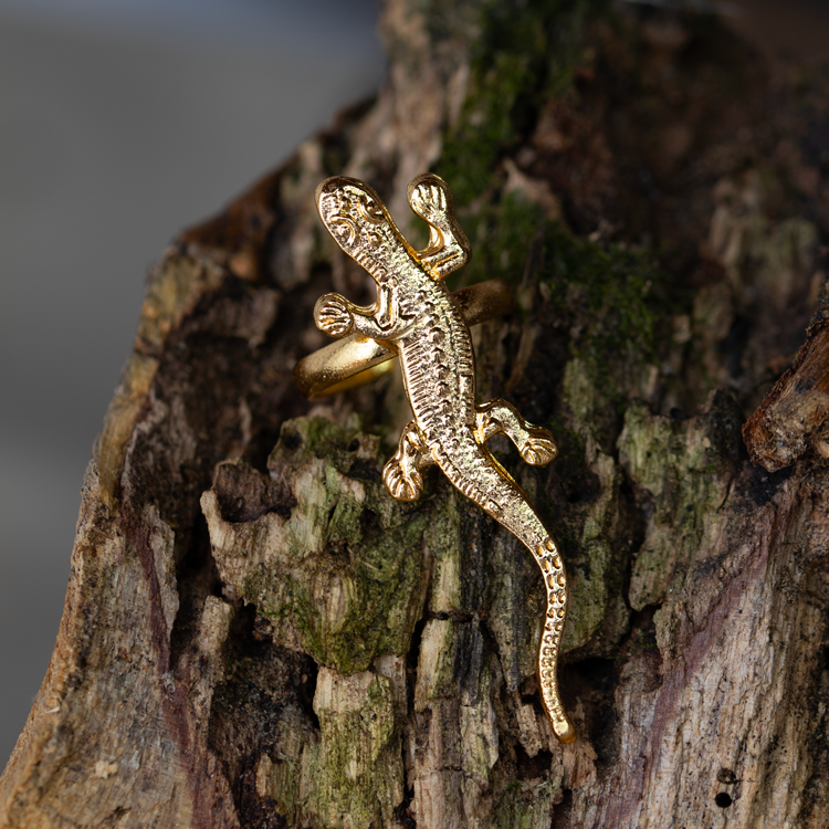 ANILLO LAGARTIJA DORADO BAÑO EN ORO