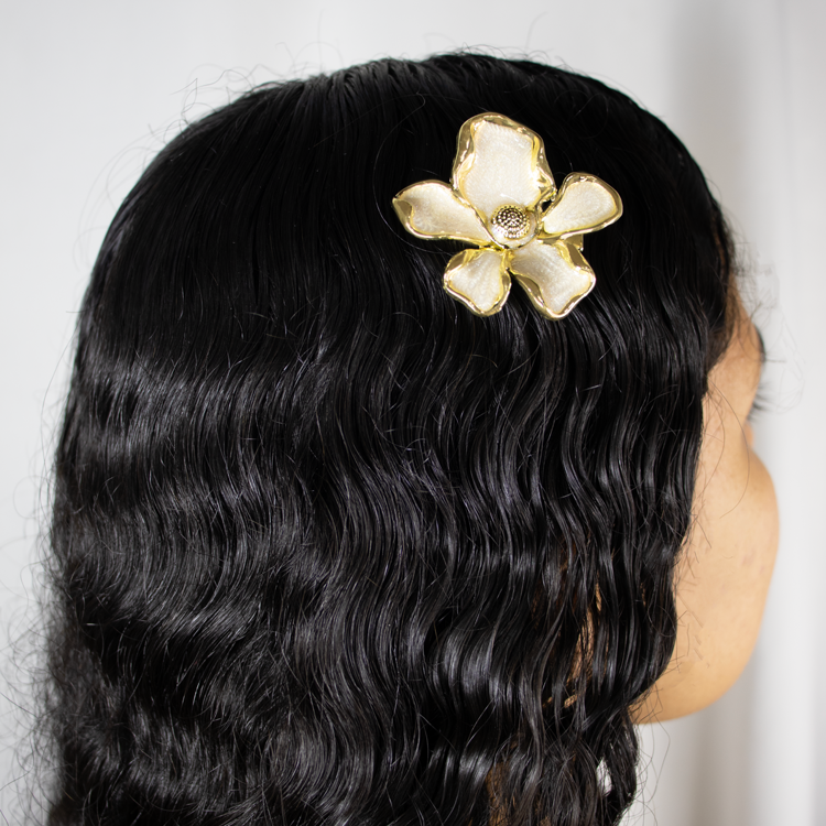 HAIR CLIPS FLOR VIOLETA BAÑO EN RODIO