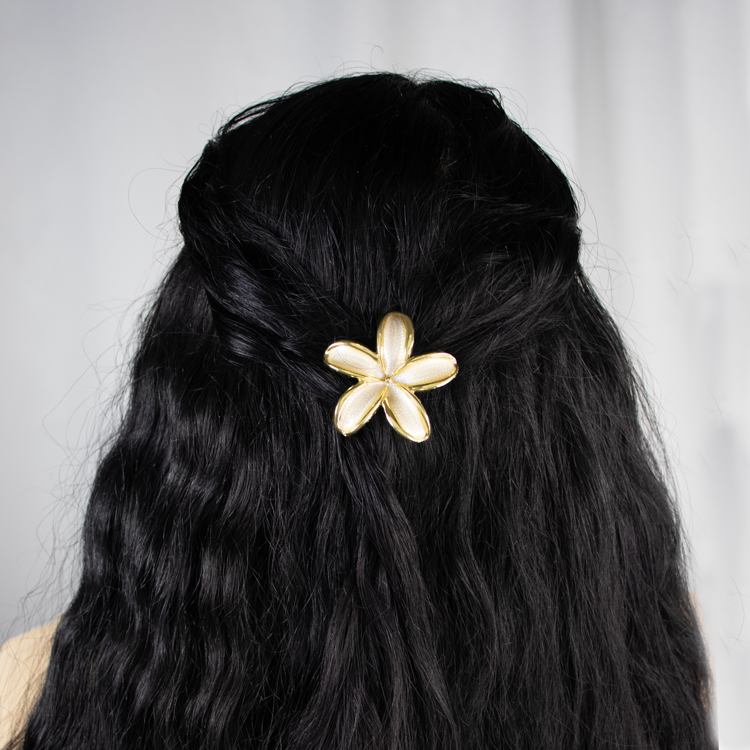 HAIR CLIPS FLOR MARGARITA BAÑO EN RODIO