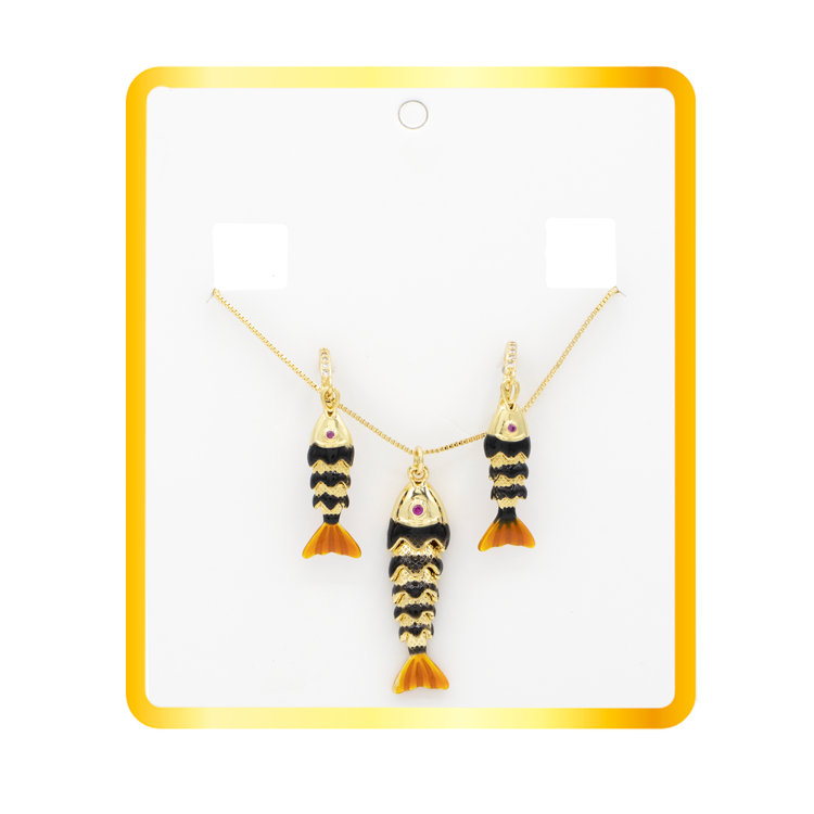 SET PESCADO AURA NEGRO BAÑO EN RODIO