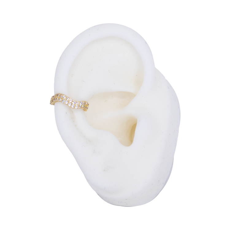EARCUFF ONDAS CIRCONADAS BAÑO EN RODIO