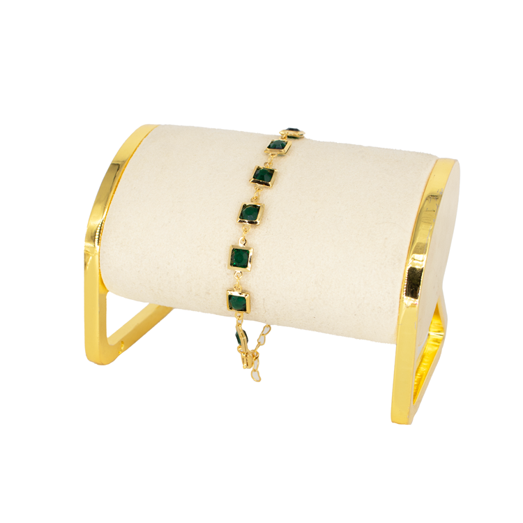 PULSERA BAÑO DE ORO CUADRADO VERDE