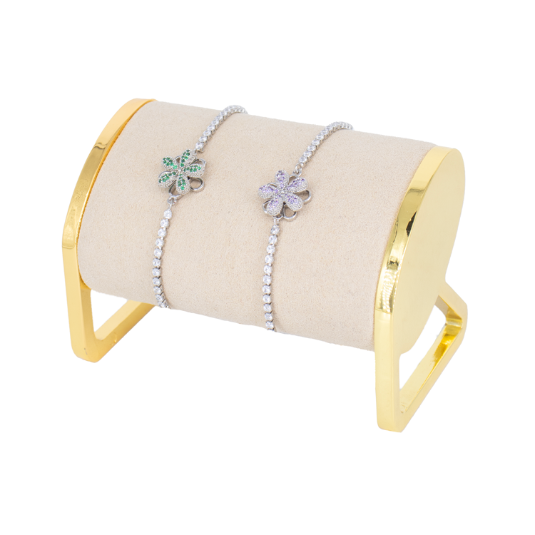 PULSERA FLOR MINI CIRCON PLATEADA BAÑO EN RODIO