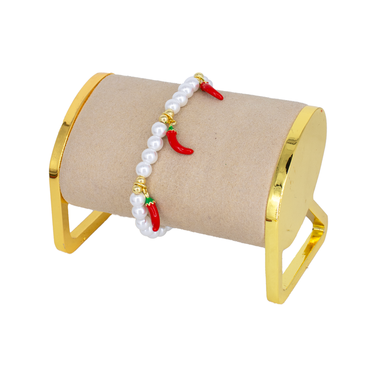 PULSERA PERLAS CHILE HABANERO BAÑO EN RODIO