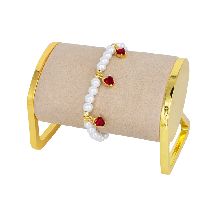 PULSERA PERLAS CORAZON PASION MINI BAÑO EN RODIO