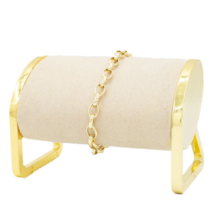 PULSERA ARO DORADO BAÑO EN RODIO