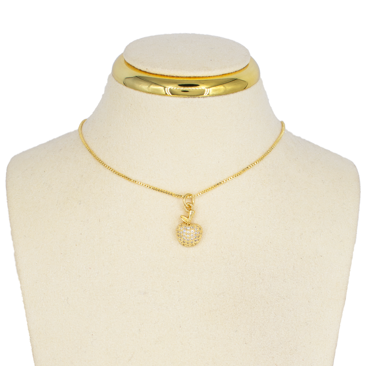 DIJE MANZANA BRILLANTE BAÑO EN RODIO