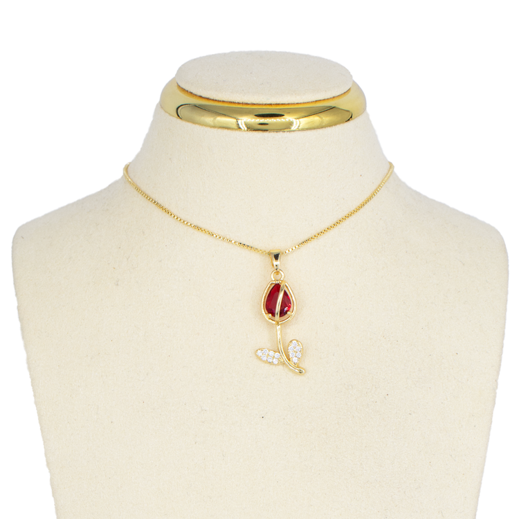 DIJE TULIPAN ROJA BAÑO EN RODIO