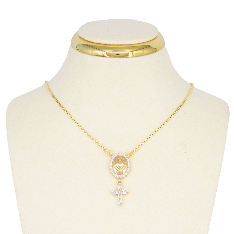 DIJE PULSERA CON CRUZ BAÑO EN RODIO