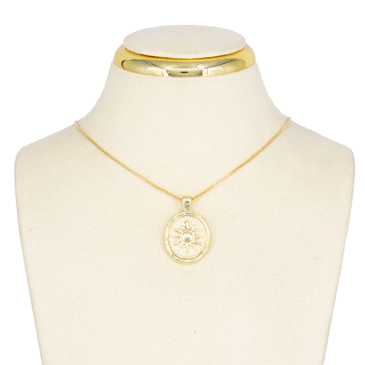 DIJE SOL PLACA DORADA BAÑO EN RODIO