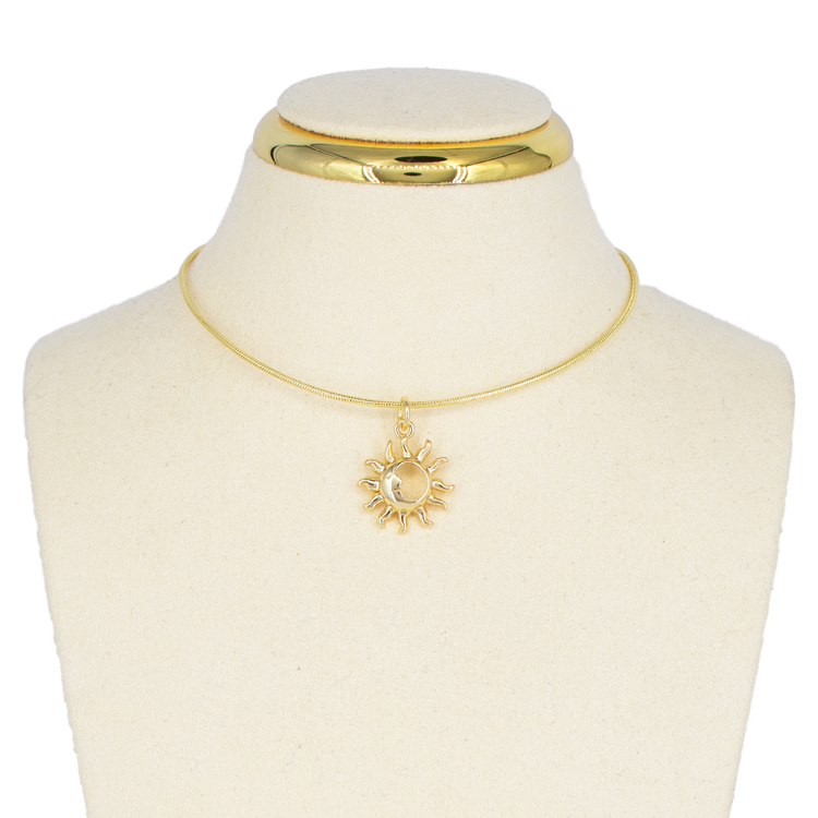 DIJE SOL Y LUNA SILUETA BAÑO EN RODIO