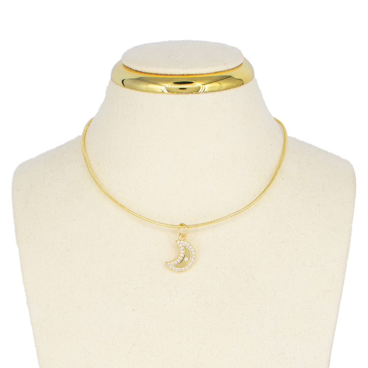 DIJE LUNA CON CIRCON DE ESTRELLA BAÑO EN RODIO