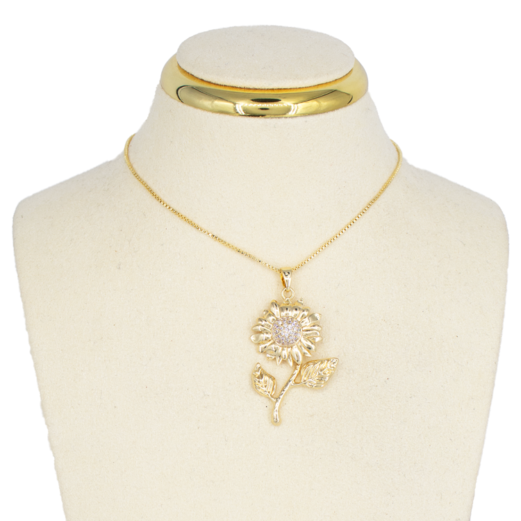 DIJE GIRASOL GOLDEN BAÑO EN RODIO