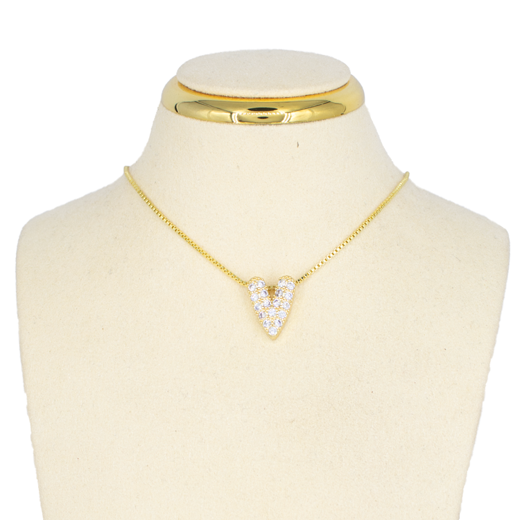 DIJE CORAZON V BRILLANTE BAÑO EN RODIO