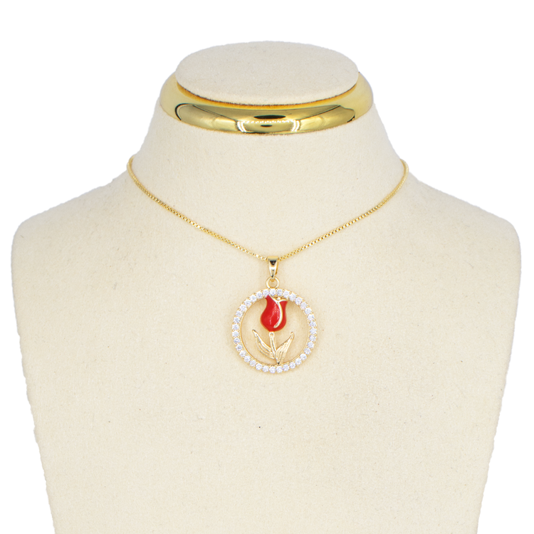 DIJE MEDALLON ROSA BAÑO EN RODIO