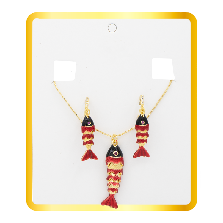 SET PESCADO AURA ROJO BAÑO EN RODIO