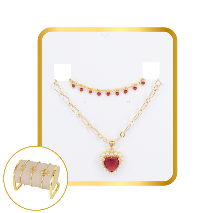 SET CORAZON +PULSERA REGALO BAÑO EN RODIO