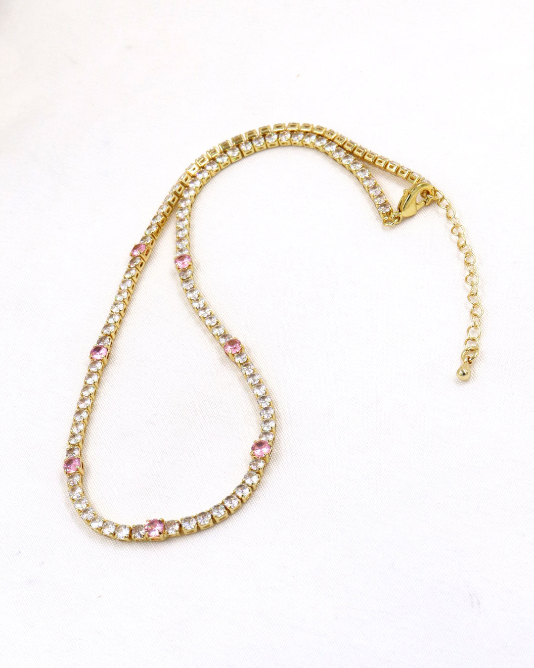 CADENA CHOCKER DE ZIRCON COLORES EN RODIO