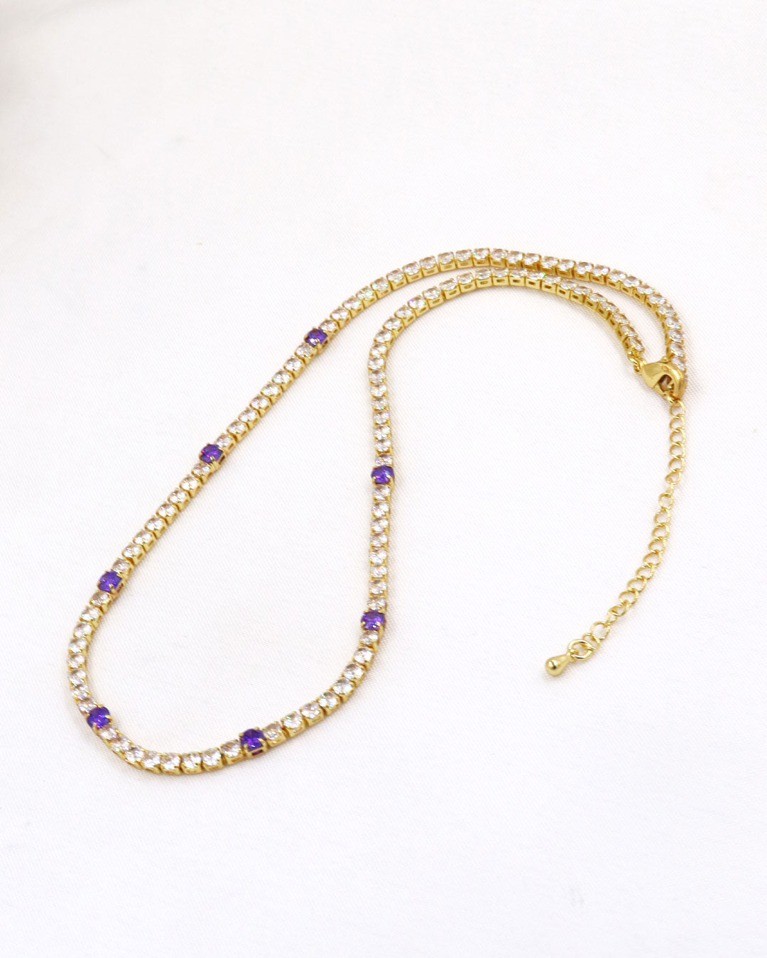 CADENA CHOCKER DE ZIRCON COLORES EN RODIO