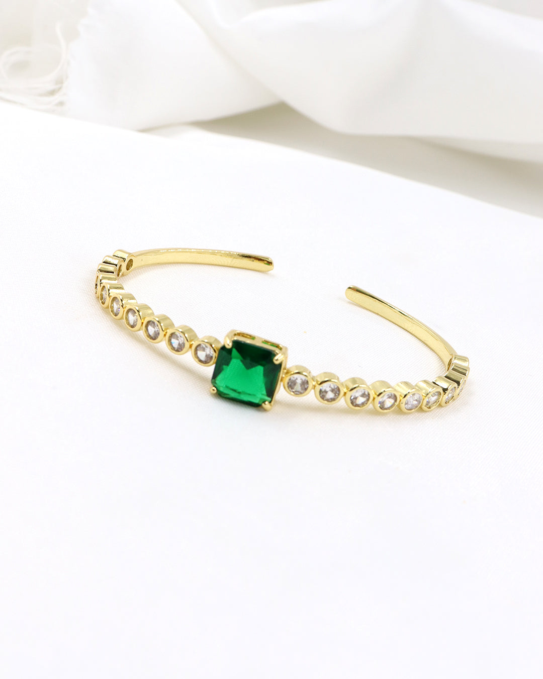 PULSERA EN RODIO JOYA VERDE