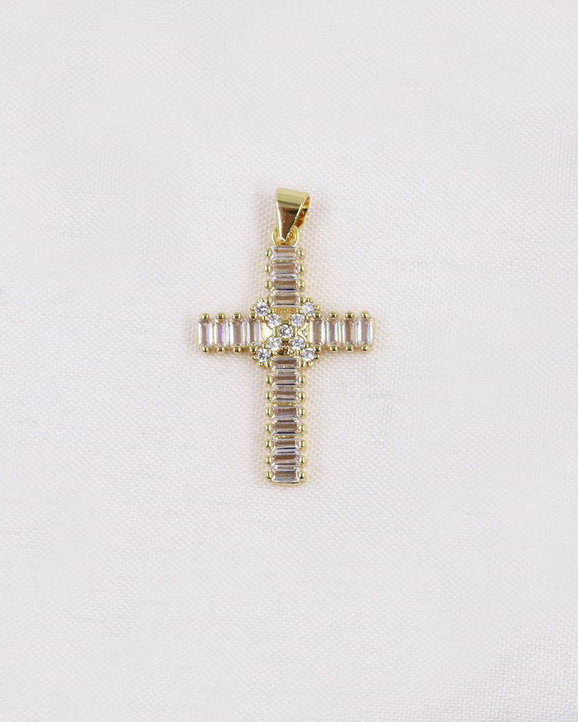 DIJE CRUCETA CIRCON BAÑO EN RODIO